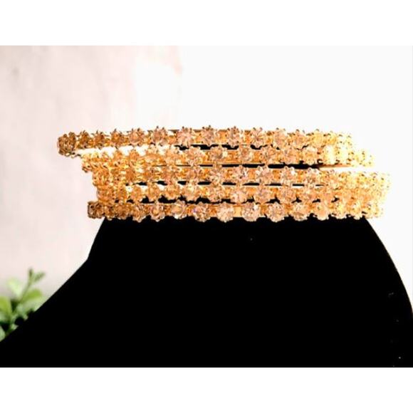 Neiman Marcus Lee Angel Safina Gold Crystal Bangle Bracelet Set 5 NWT 240 - Picture 3 of 10